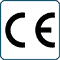 Un carré blanc avec le logo de la certification CE.