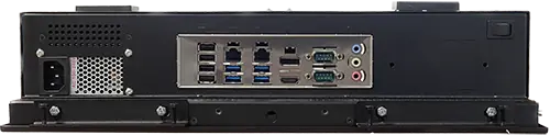 Un panel PC industriel vue de dessous avec ses ports.