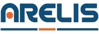 Logo Arelis avec fond orange et bleu.